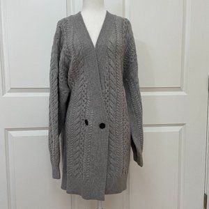Gray Wool Cashmere Oversized Cable Cardigan from Naadam